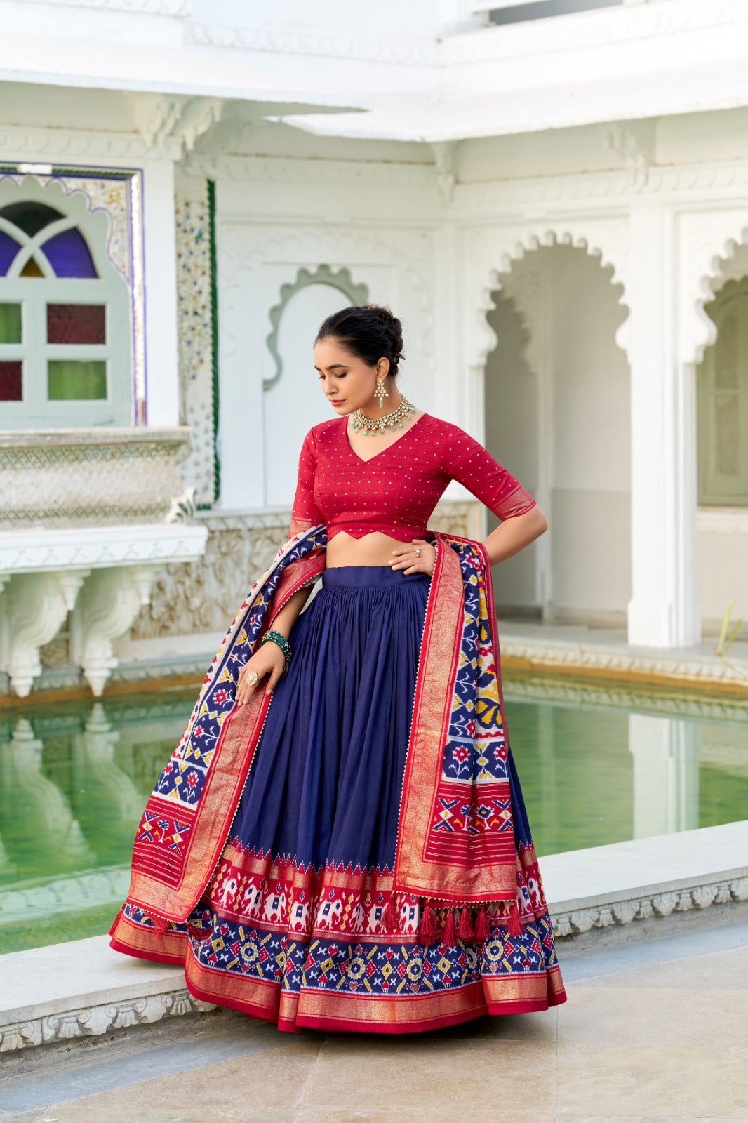 Traditional Patola Print With Foil Work Lehengas