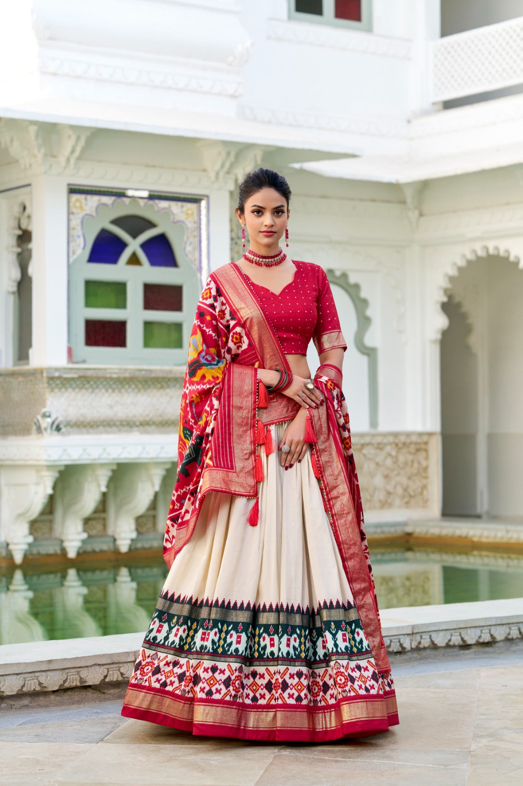 Traditional Patola Print With Foil Work Lehengas