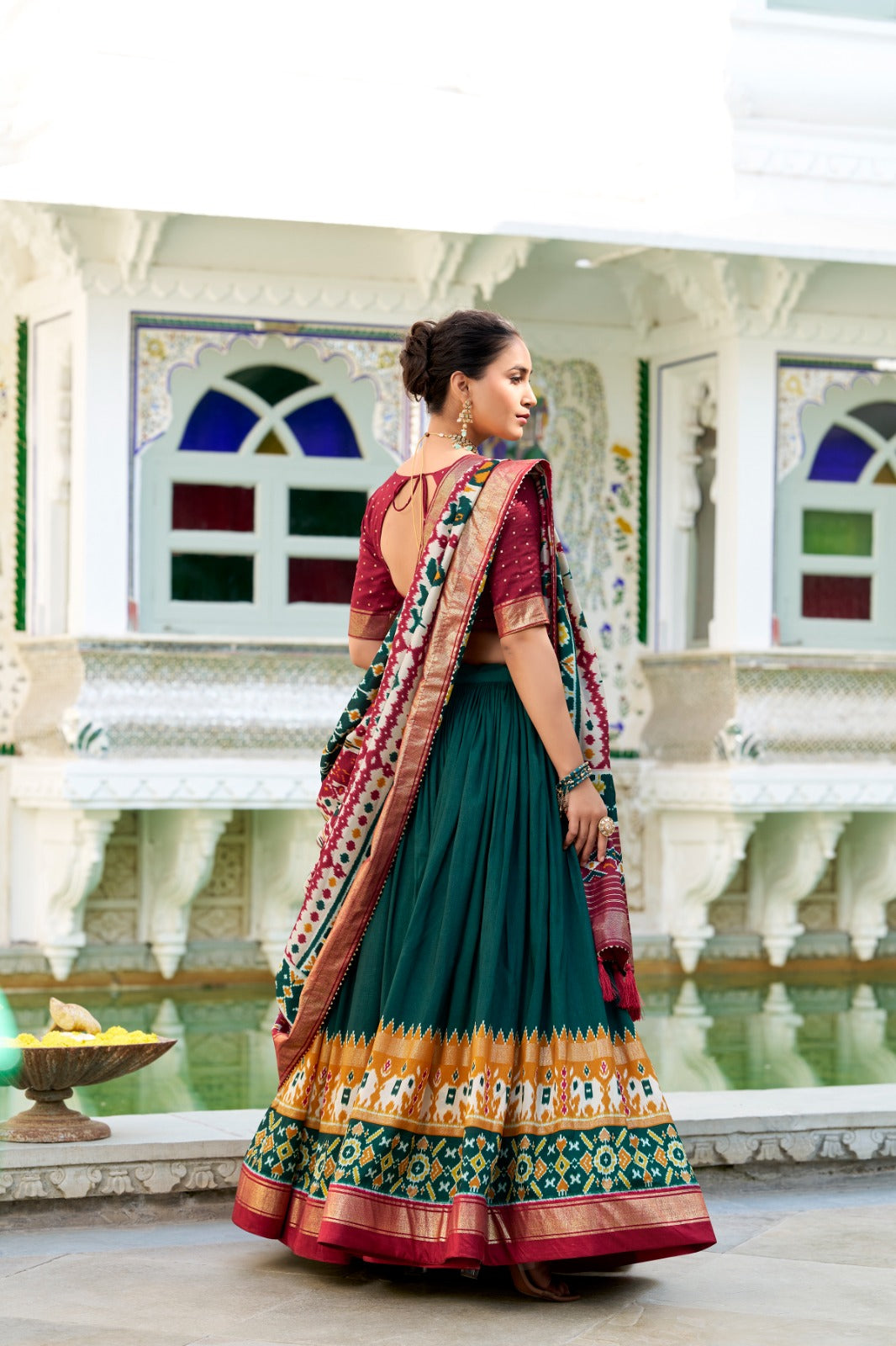 Traditional Patola Print With Foil Work Lehengas