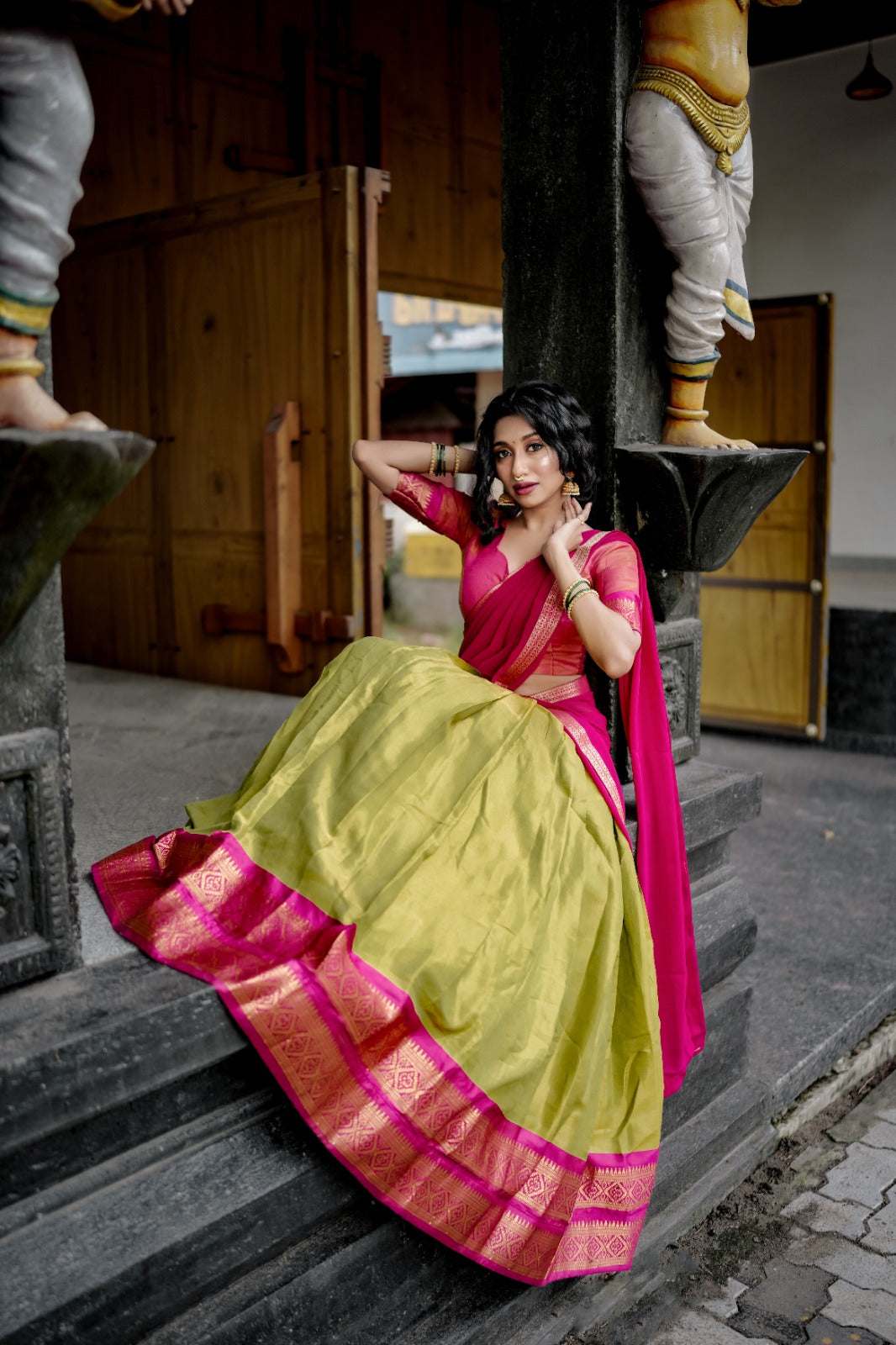 South-style Kanchipuram Silk Lehenga Choli