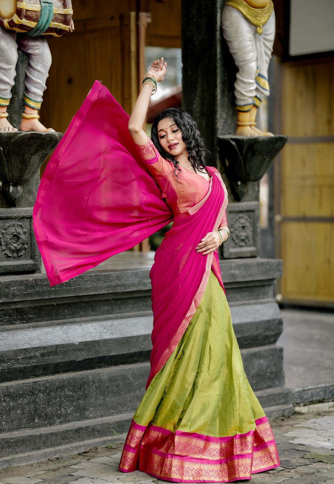 South-style Kanchipuram Silk Lehenga Choli