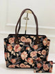 Black Floral Morvi Laptop Bag With Phone Pouch