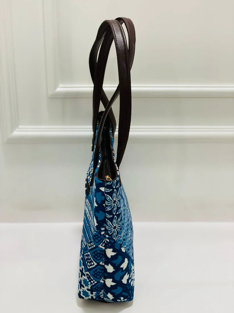 Blue Indigo Patchwork 5-in-1 Tote Bag Set For Women