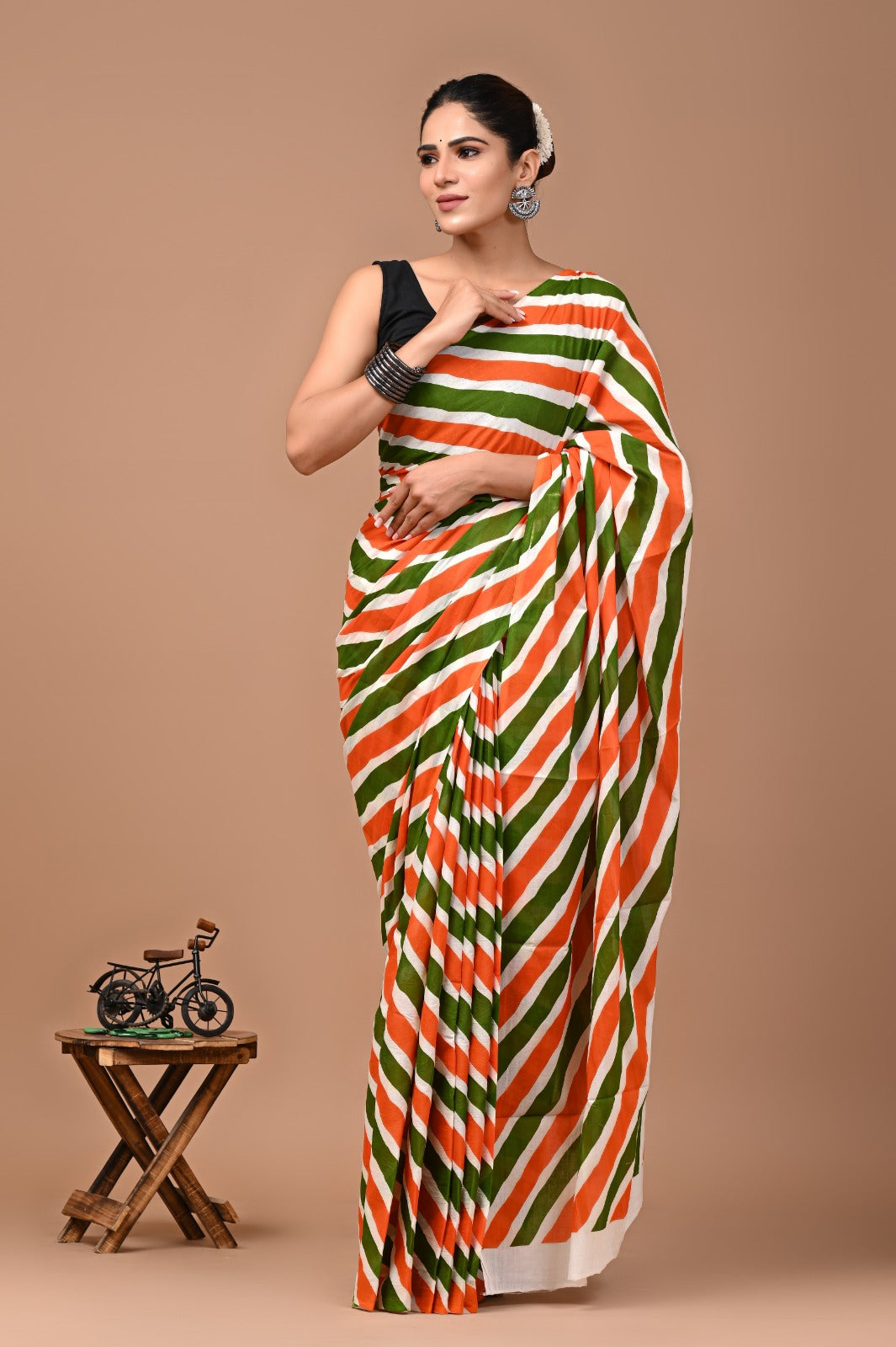 Ready To wear | Cotton Mul-Mul Saree - Jaipuri design | Rakhi Special Collection