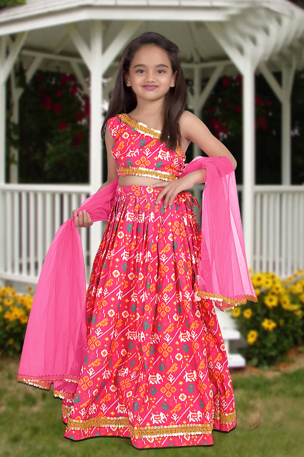 All season Designer Digital Print Work Silk Pink Kids Lehenga Choli | Ready To Wear - India shopping