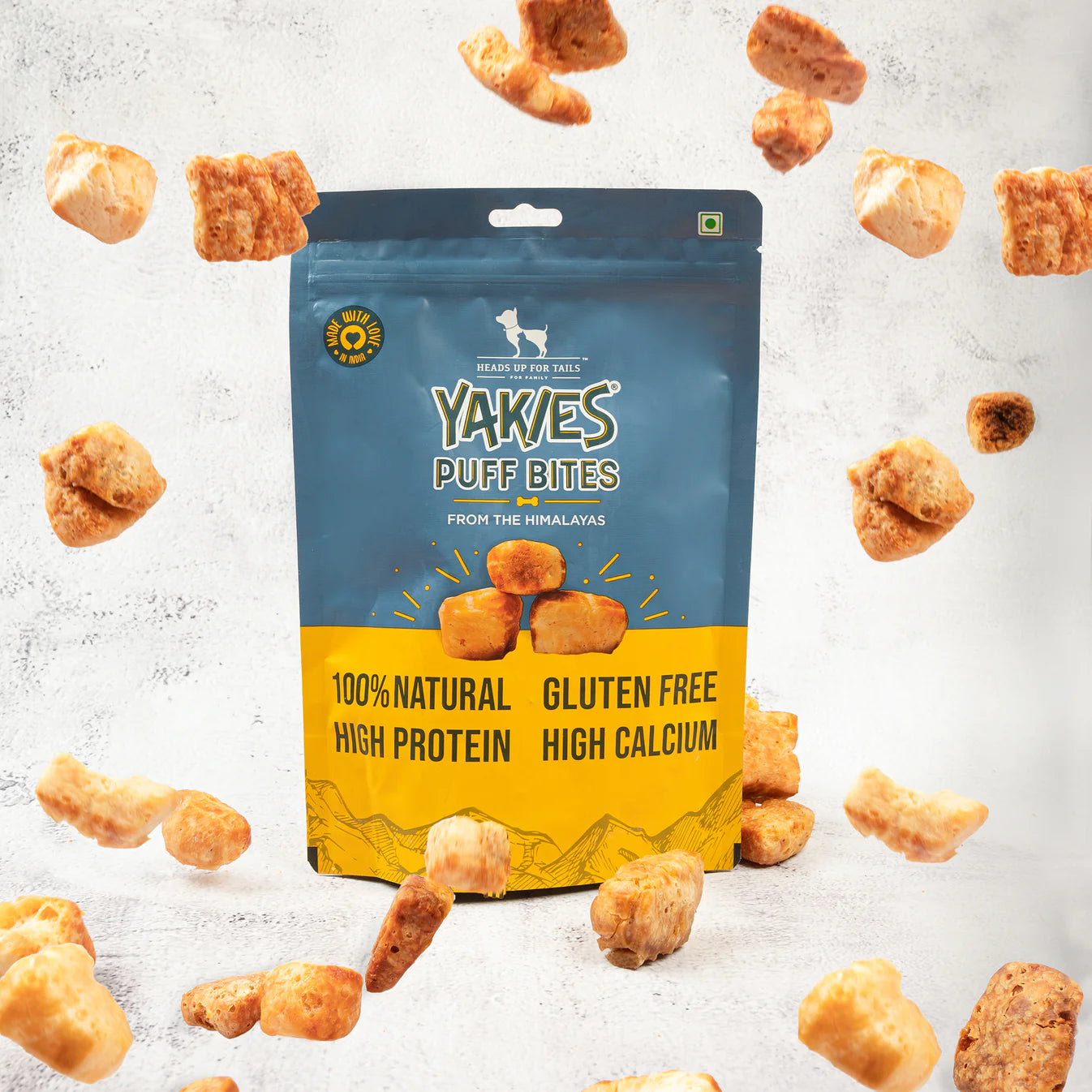 Yakies Puff Bites 100% Natural Gluten Free Dog Treats - 70 gms