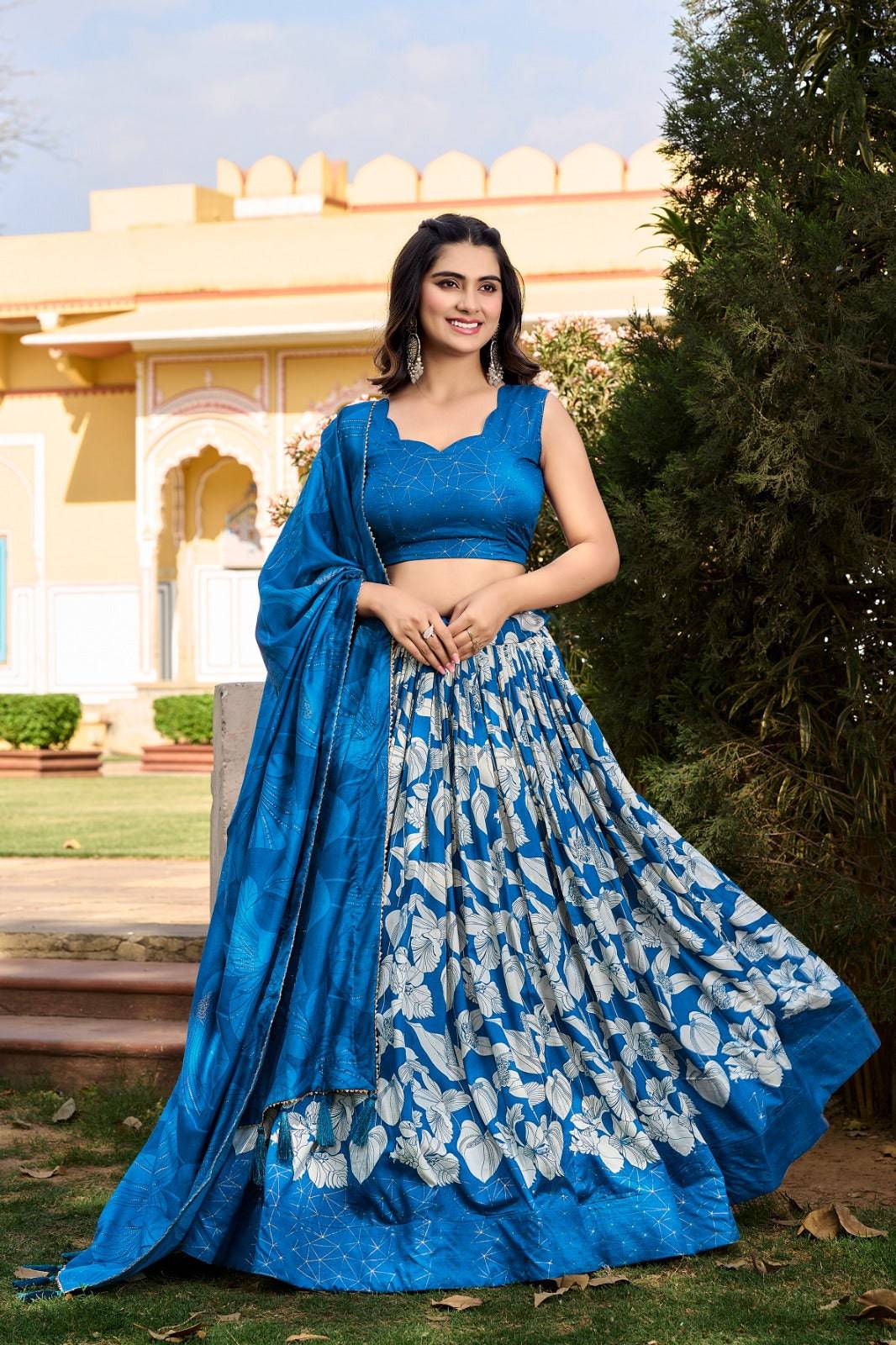 Tussar Silk Ready to Wear Lehenga Choli Floral Print May 2024 New Design Ready to wear - India shopping