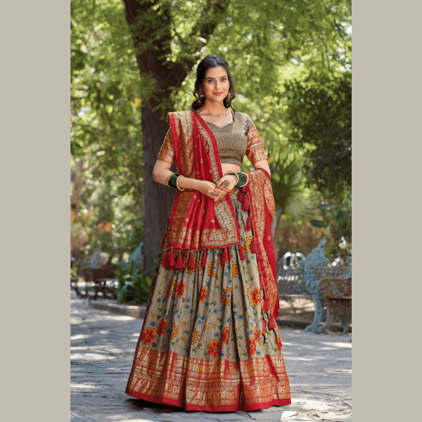 Kalamkari Tussar Silk Ready to Wear Lehenga Choli - India shopping