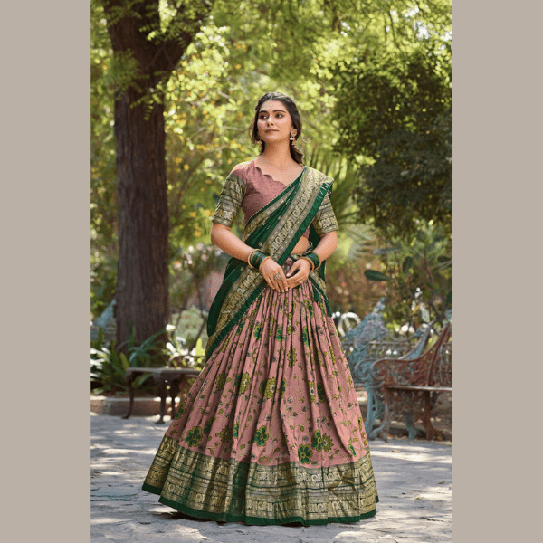 Kalamkari Tussar Silk Ready to Wear Lehenga Choli - India shopping