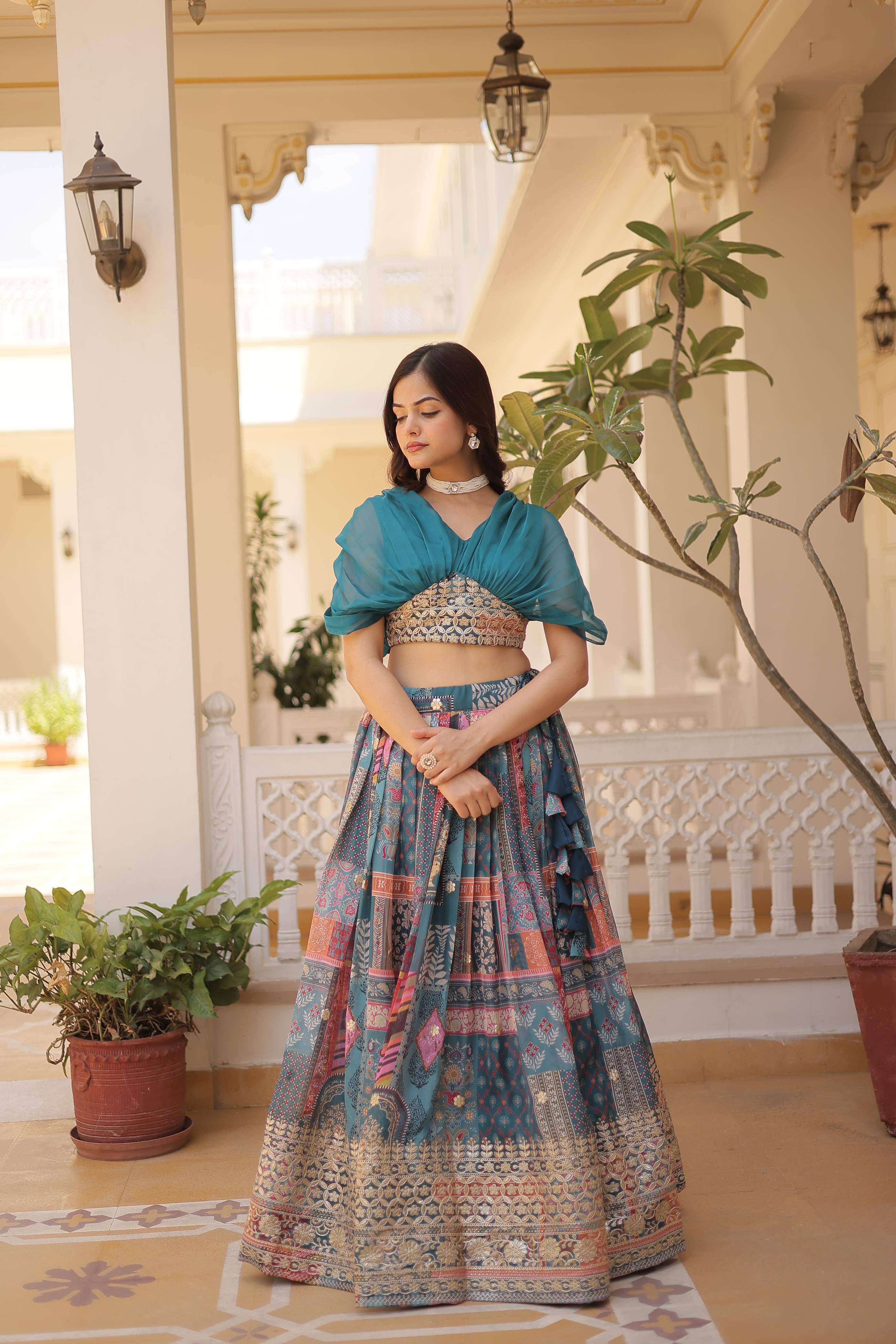 Russian Silk Designer  Lehenga Choli Printed May 2024 New Design Ready to wear - India shopping