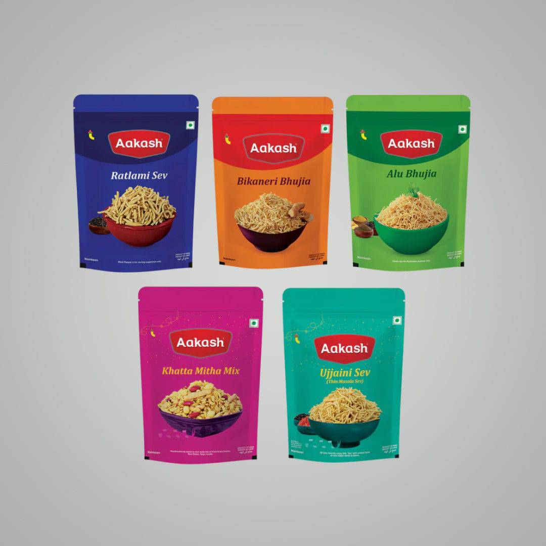 Akash Sev & Mixture Combo (Pack of 5) - 750 gms - India shopping