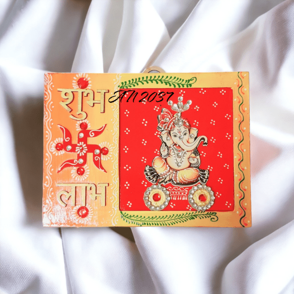 Traditional Wooden  Eco Friendly Ganesh Shagun Subh Labh - India shopping