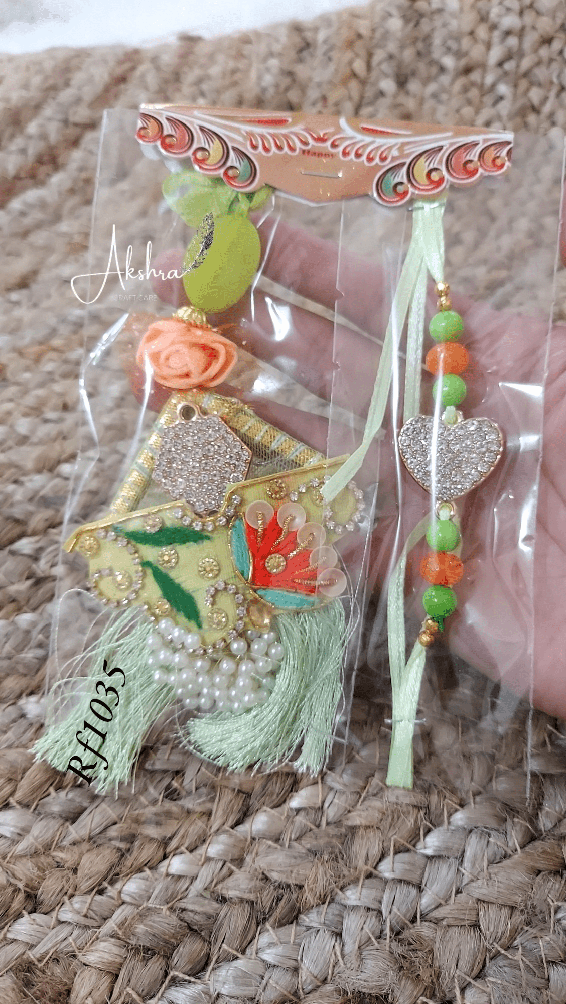 Pastle Green Gota Couple Rakhi | Set Of 4 Pairs - India shopping