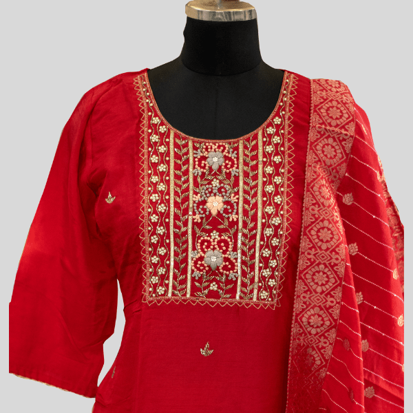 Tamato Red Elegent Kurta Set - India shopping