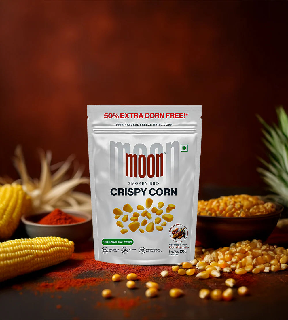 Moon Freeze Dried Crispy Corn Smokey BBQ | ( Pack Of 3 ) 20 gms each