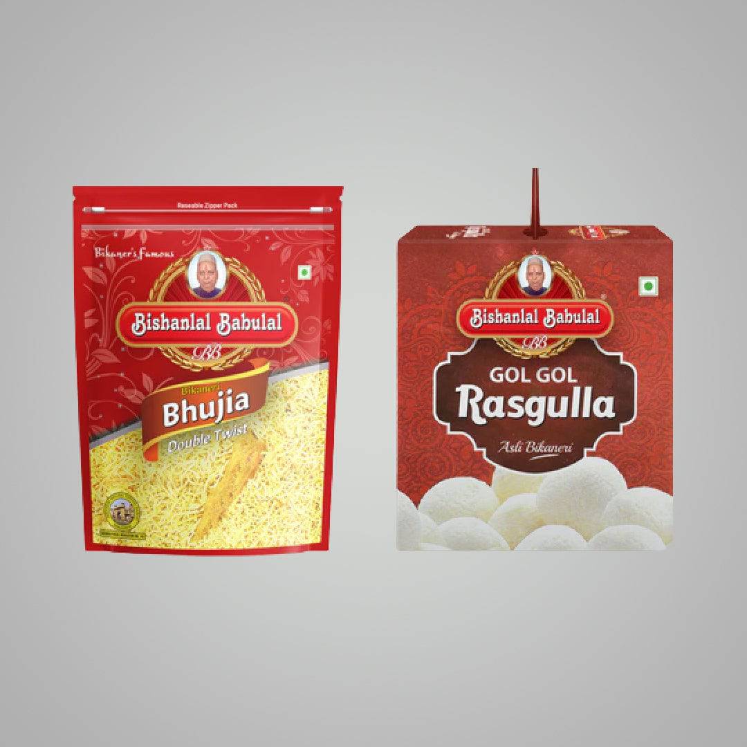 Bishanlal Babulal Jaipur Combo: Bhujia & Rasgulla - India shopping