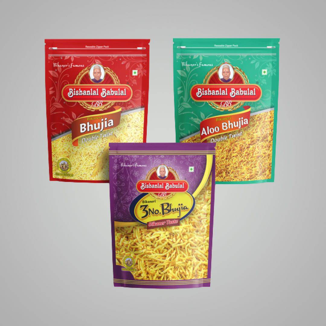 Combo: 3 No Bhujia & Karor Pati Bhujia - 750 gms - India shopping