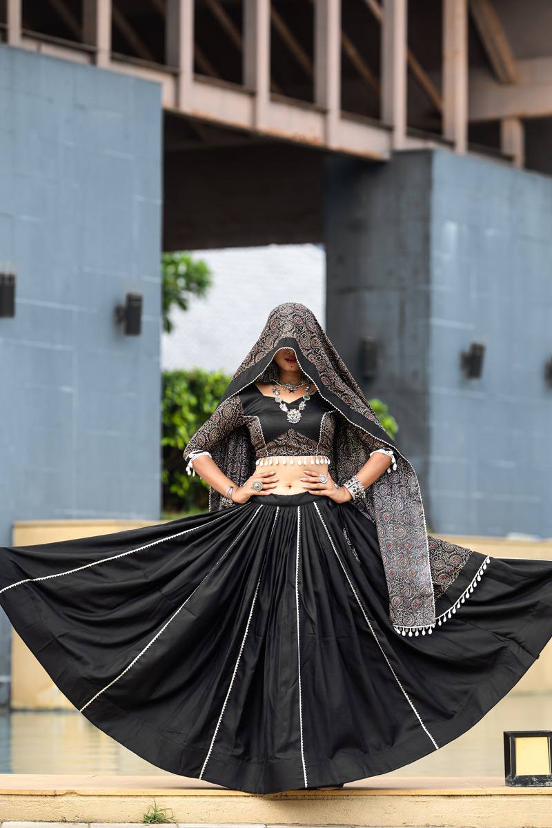 Black Blossom | Cotton Chaniya Choli | Ready To Wear