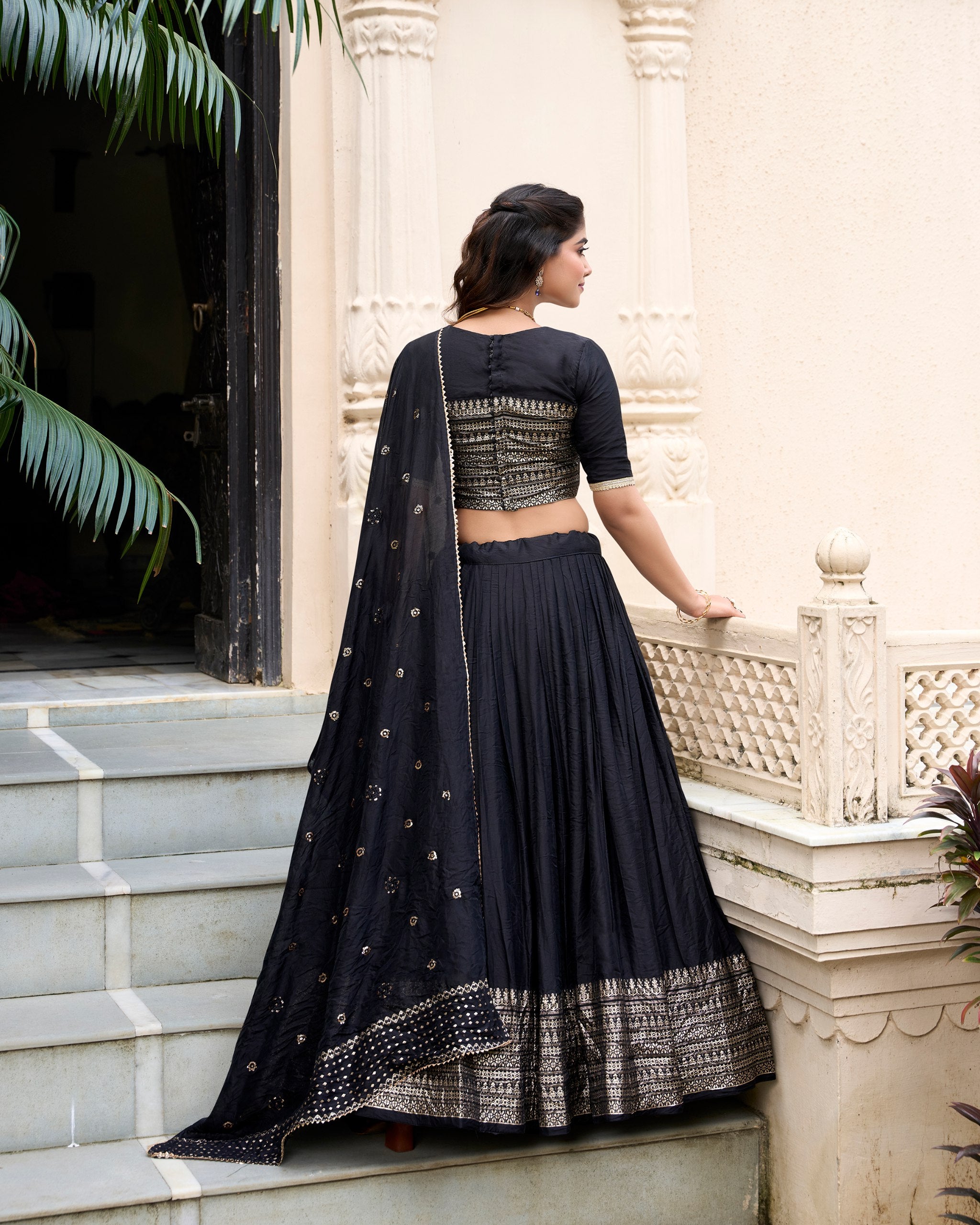 Pure Chanderi Lehenga | Plain With Zari Weaving Work Border | Ready To Wear