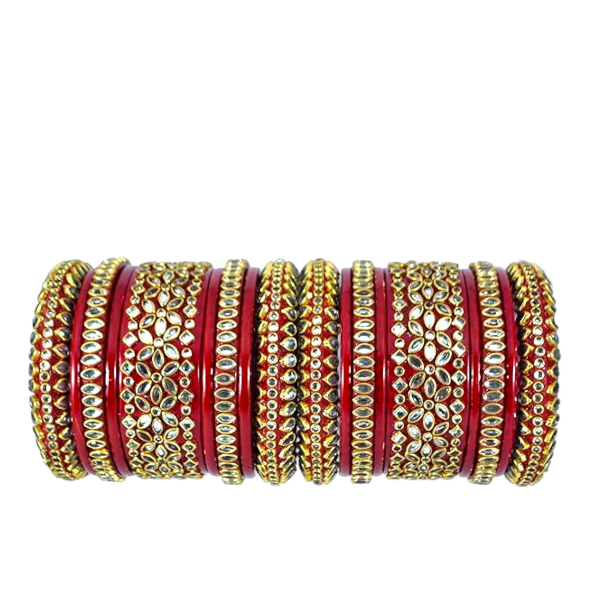 Gold Mirror Lac Bangles Wedding Set For Bride