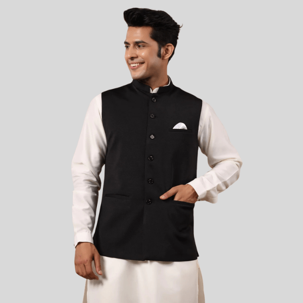 Formal Waist Coat | Plain Black - India shopping