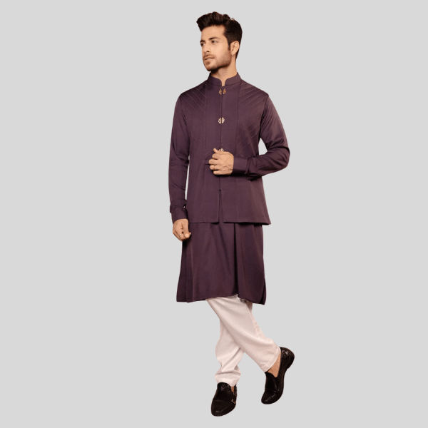 Long Sleeve Jodhpuri Jacket with Kurta Pajama Set - India shopping