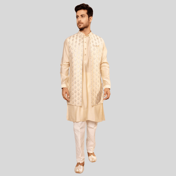 Peach Colour Long Sleeve Jodhpuri Jacket with Kurta Pajama - India shopping