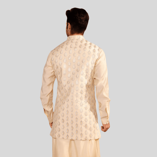 Peach Colour Long Sleeve Jodhpuri Jacket with Kurta Pajama - India shopping