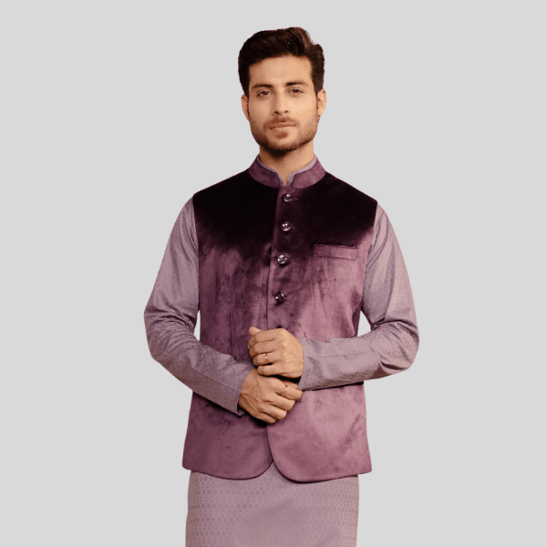 Velvet Waist Coat | Purple Color - India shopping