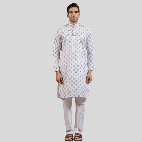 Cotton Kurta Pajama For Men | White Black - India shopping