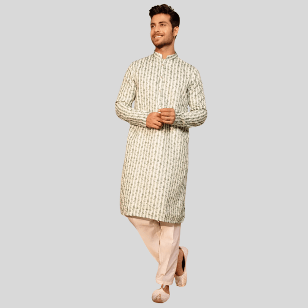 Embroidery Designer Kurta Pajama | Green Color - India shopping