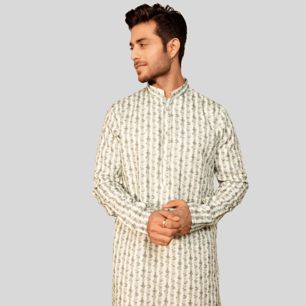 Embroidery Designer Kurta Pajama | Green Color - India shopping