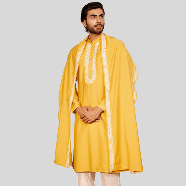 Embroidery Jodhpuri Yellow Kurta Pajama - India shopping