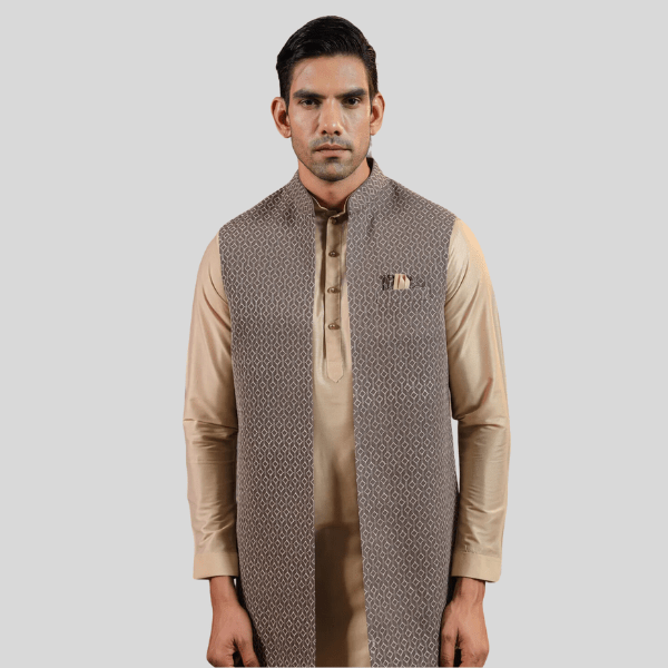 Embroidery Long Jacket with  Kurta - Pajama - India shopping