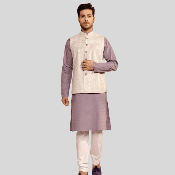 Embroidery Waist Coat | Cream colour - India shopping