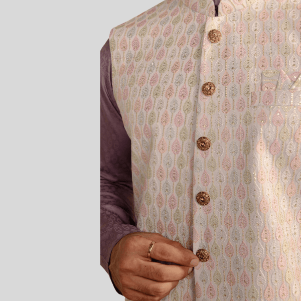 Embroidery Waist Coat | Cream colour - India shopping