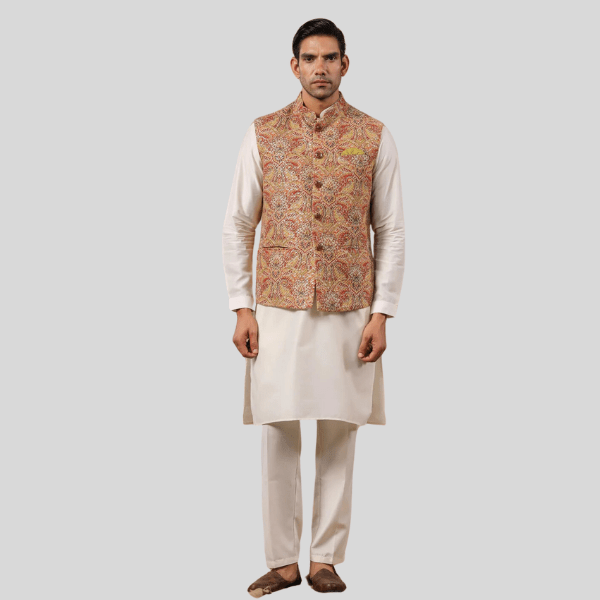 Embroidery Waist Coat | Mustard Color - India shopping