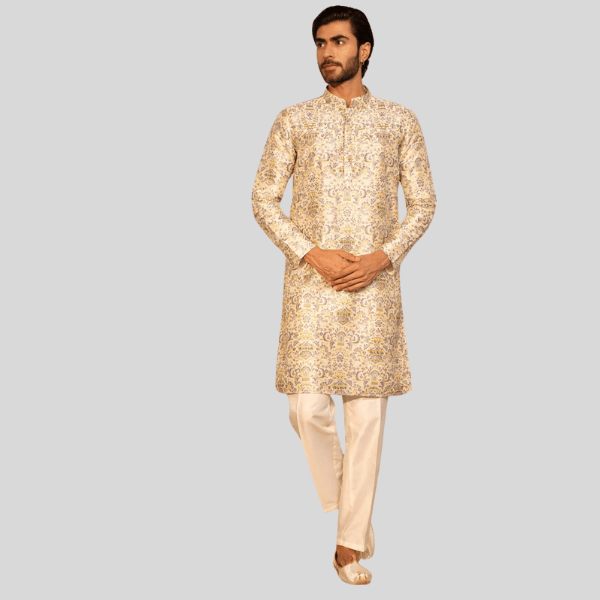 Grey Color Embroidery Designer Kurta Pajama - India shopping