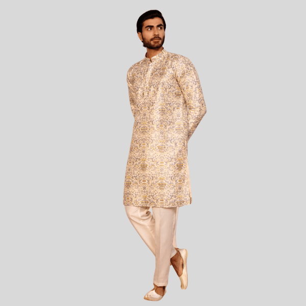 Grey Color Embroidery Designer Kurta Pajama - India shopping