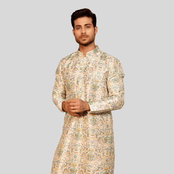 Grey Color Embroidery Kurta Pajama - India shopping