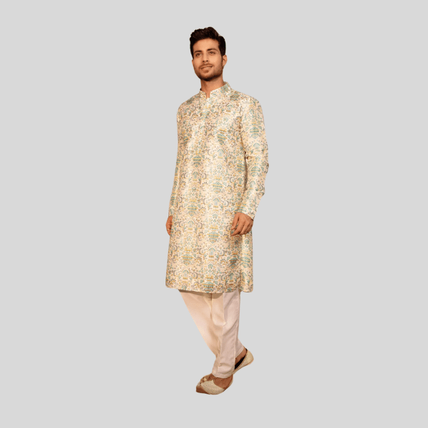 Grey Color Embroidery Kurta Pajama - India shopping