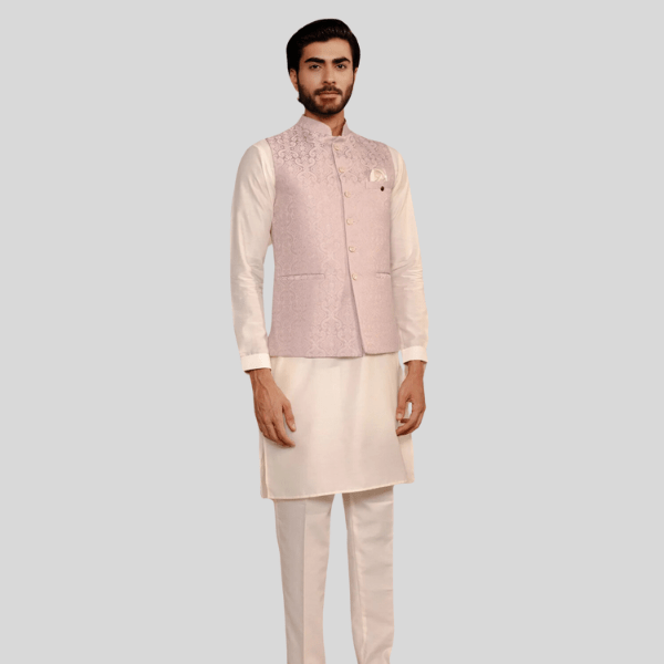 Jacquard Waist Coat | Onion Color - India shopping