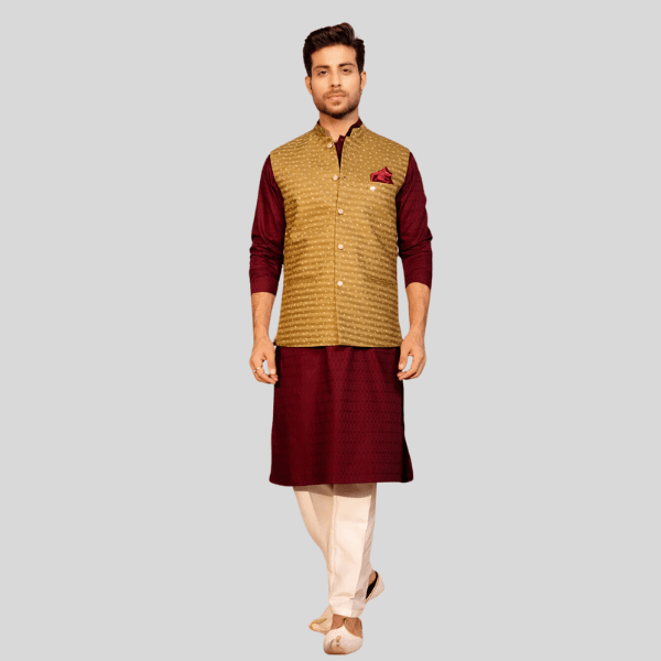 Print Jodhpuri Waist Coat | Mehndi Color - India shopping