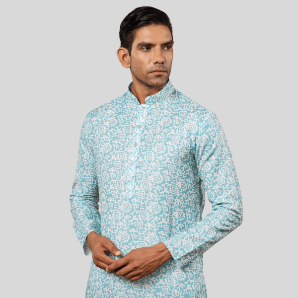 Sky Blue Cotton Kurta Pajama For Men - India shopping