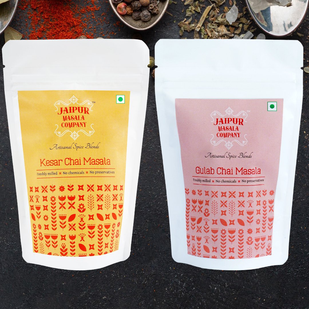 Jaipur Masala Company Combo Pack - Kesar Chai Masala & Gulab Chai Masala