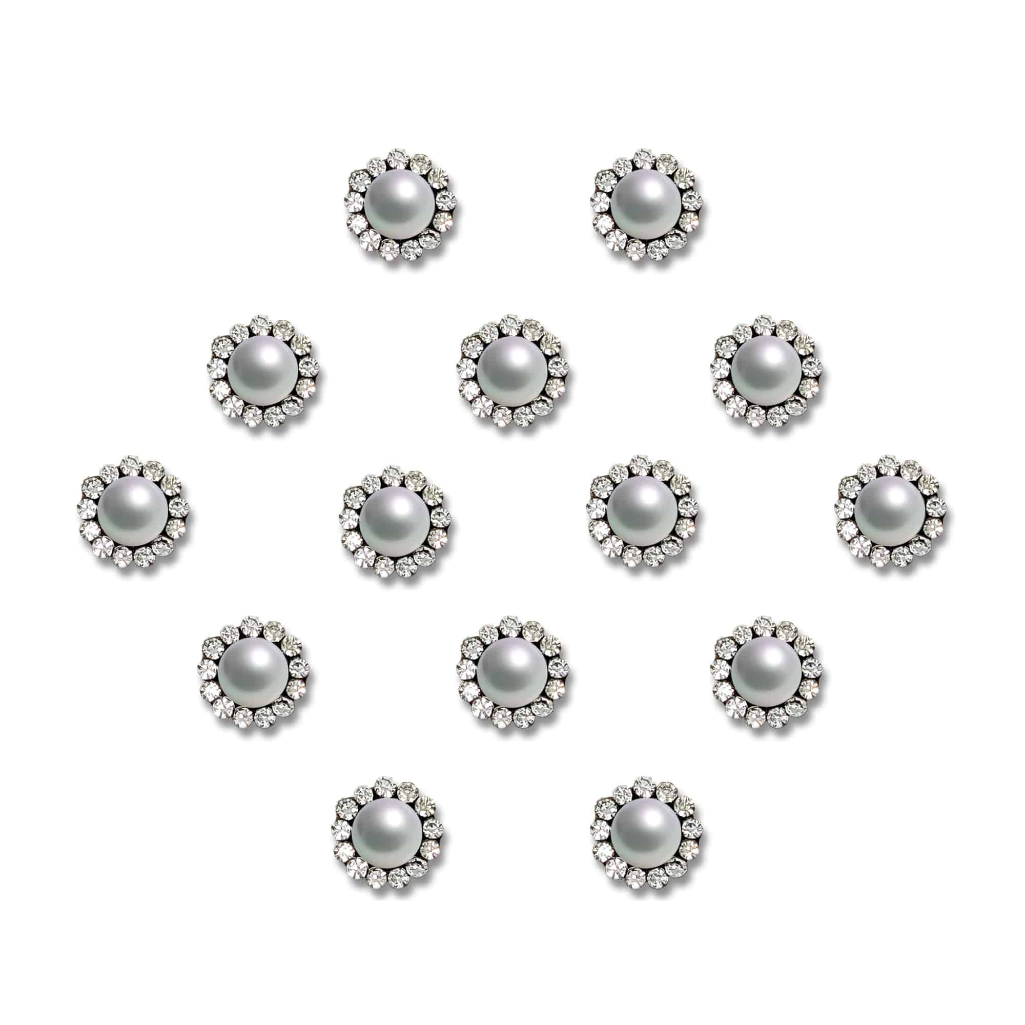 Comet Busters Silver Round Pearl Bindis With Stone Border (6mm) (BIN2016) - India shopping