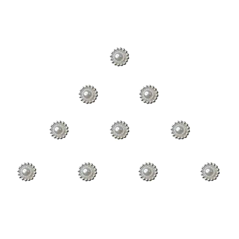 Comet Busters Small Pearl Bindis With Silver Border (4 mm) (BIN481) - India shopping