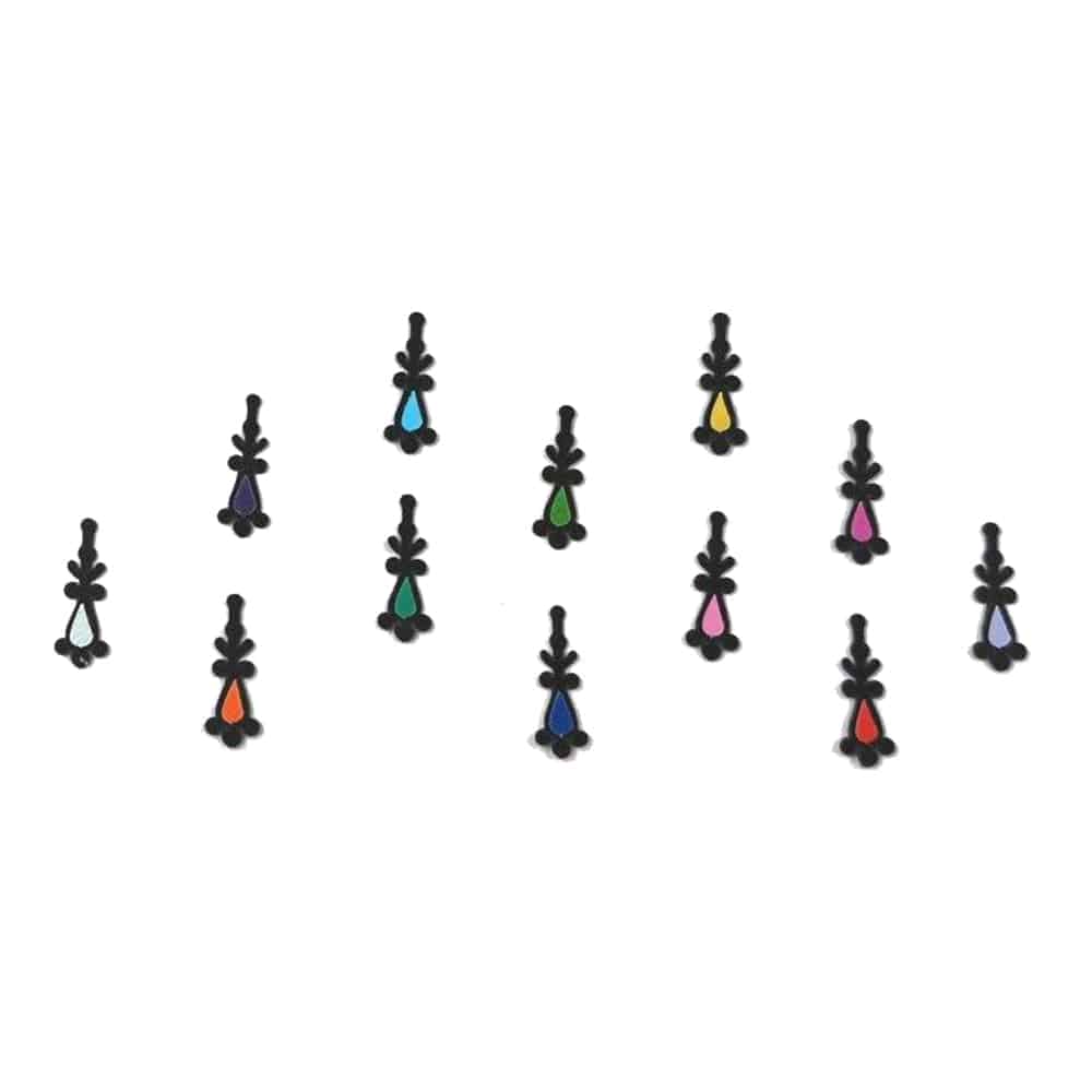 Comet Busters Traditional Black Bindi with Multicolor Dots (BIN411) - India shopping