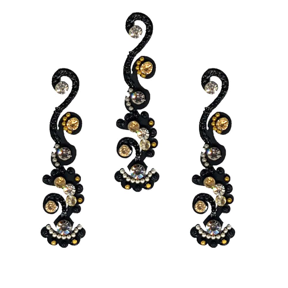 Comet Busters Traditional Black Long Bindi with Stones (BIN1767) - India shopping