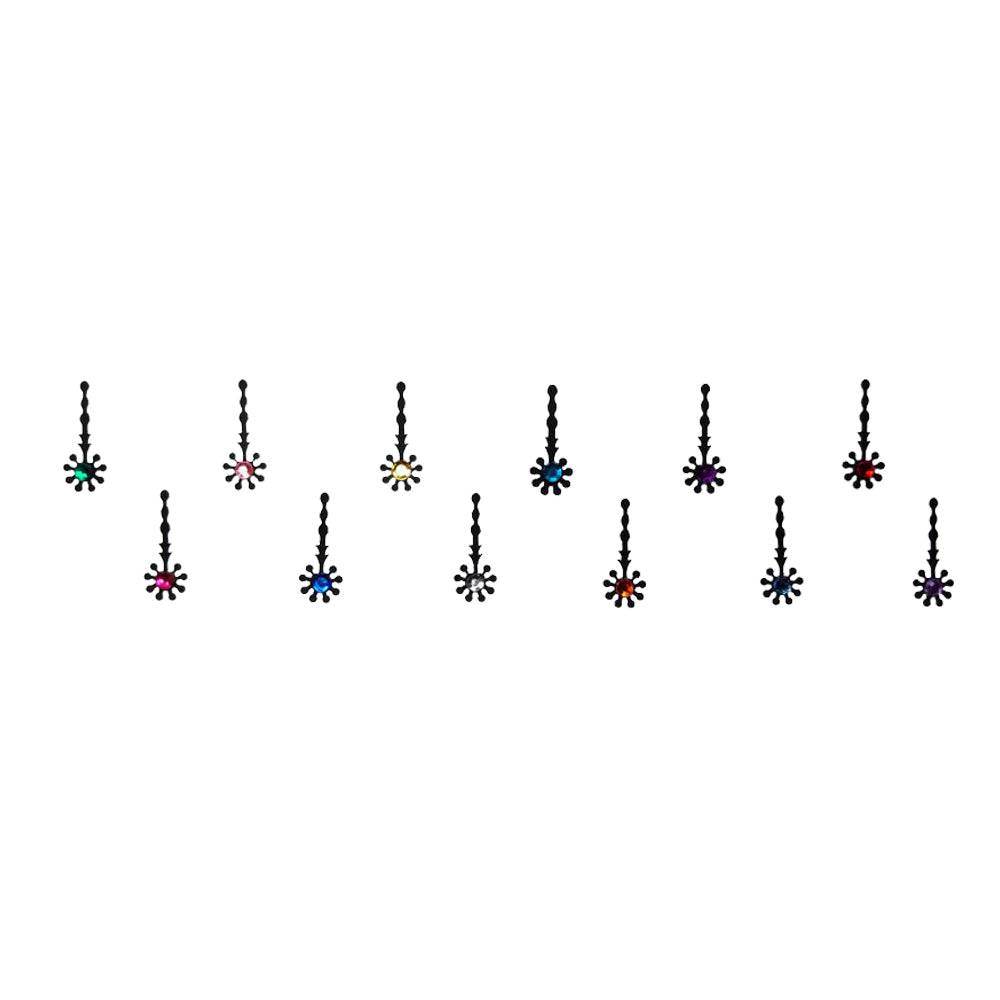 Comet Busters Traditional Black With Multicolor Crystal Bindi (BIN226) - India shopping